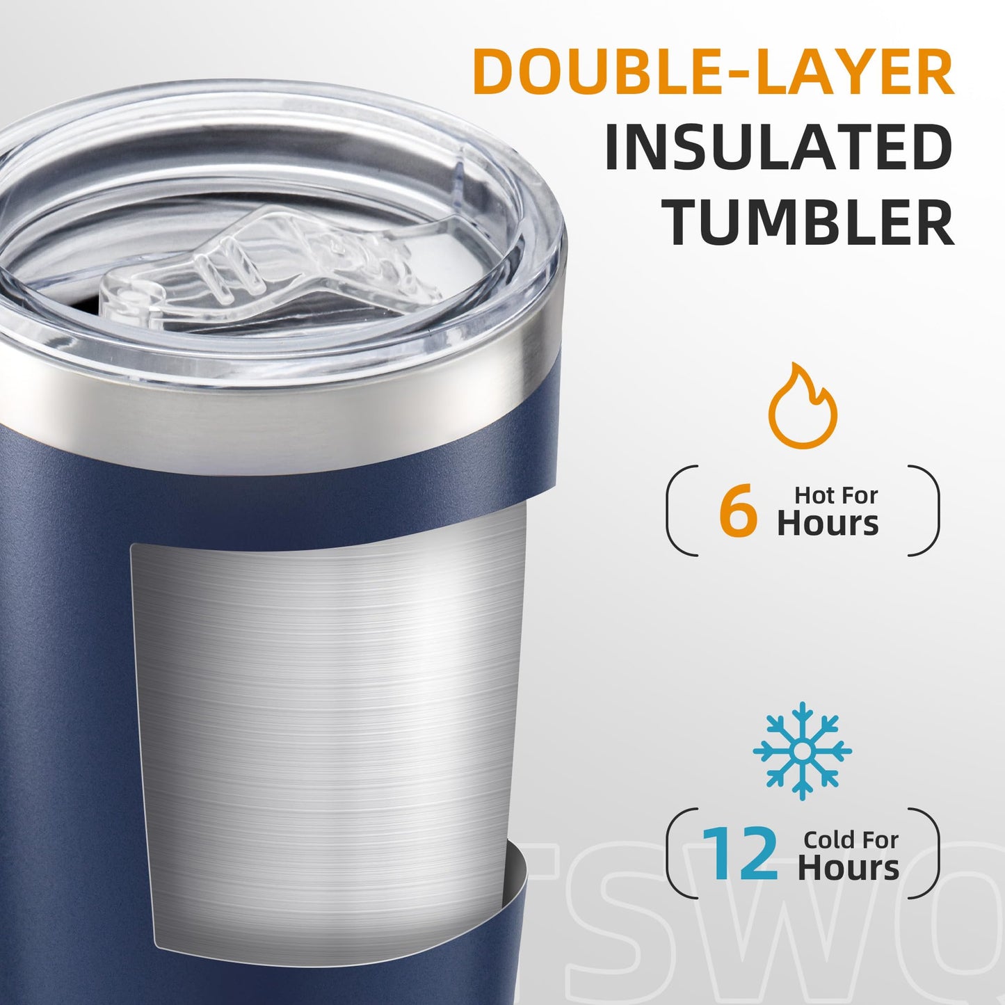 HZJSTSWQ 20 oz Tumbler with Lid Stainless Steel Insulated Tumblers Double Wall Vacuum Coffee Mug Powder Coated Tumbler Cups for Cold and Hot Drinks, Navy, 1 pack