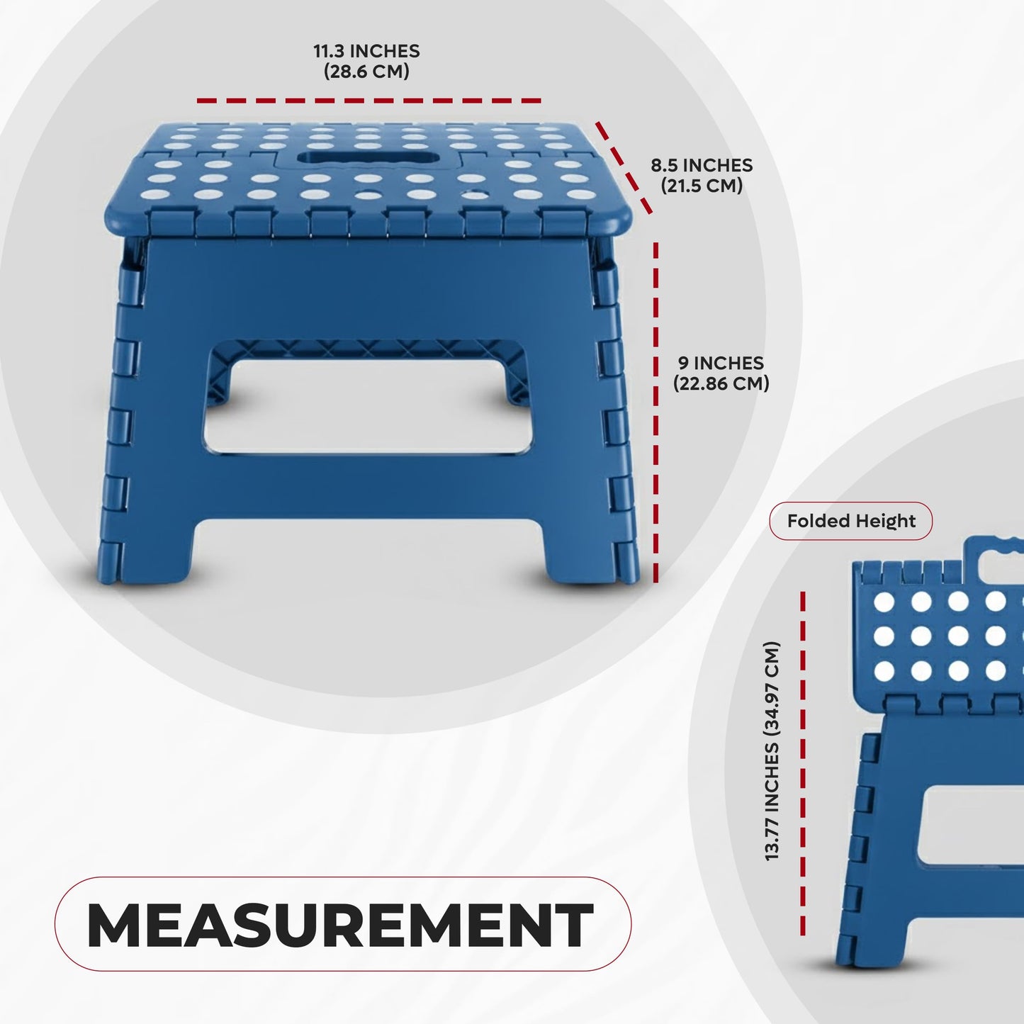 Utopia Home Folding Step Stool with Handle – 9 Inch Anti Slip Collapsible Stool – Holds Up to 300 lbs – Sturdy Plastic Step Stool Foldable for Kitchen, Bathroom and Home Use (1-Pack, Blue)