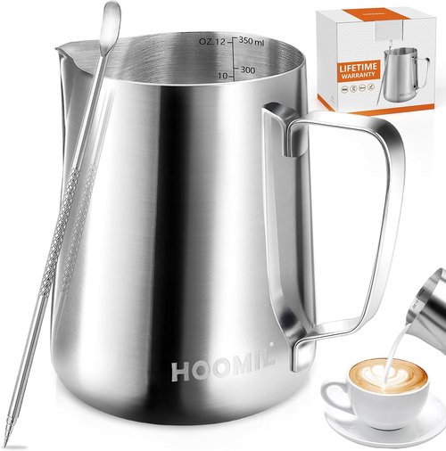 HOOMIL Stainless Steel Milk Frothing Pitcher - Barista-Grade Jug for Espresso & Latte Art | 12oz, 20oz, 32oz