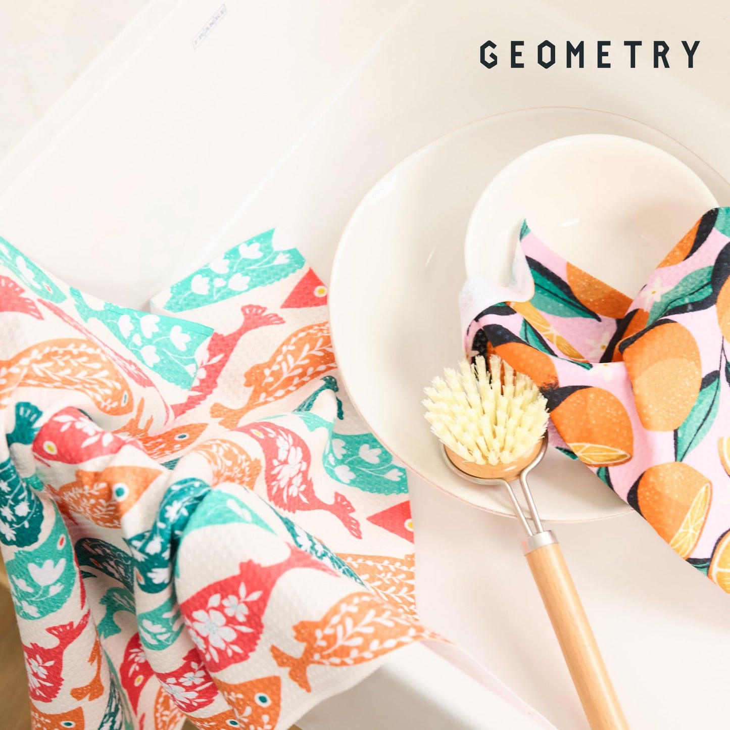 GEOMETRY Kitchen Tea Towels - Quick Dry Microfiber Dish Towels for Kitchen Roses for You, 18" x 30" 2-Pack