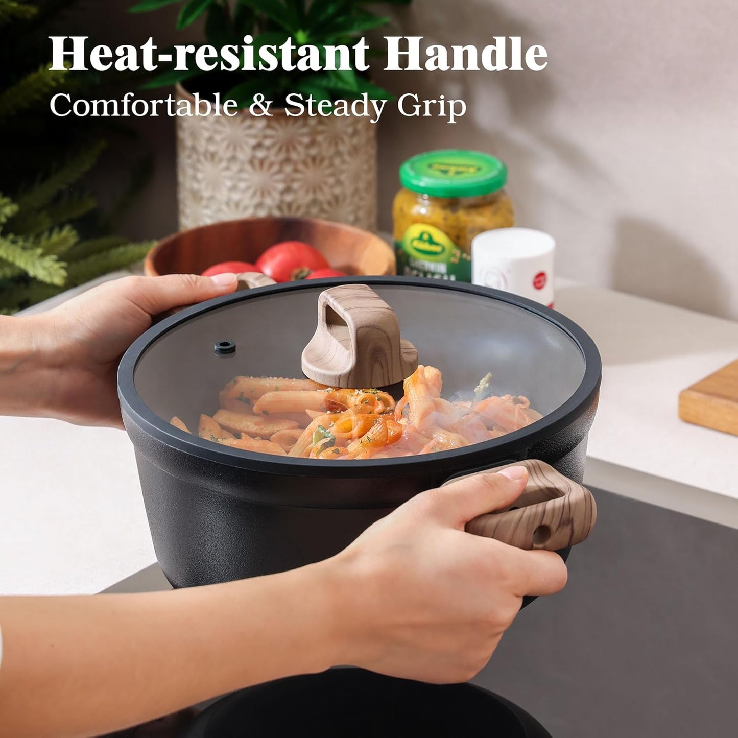 SENSARTE Nonstick Pots and Pans Set - 20-Piece Black Titanium Cookware, Induction Compatible & Dishwasher Safe