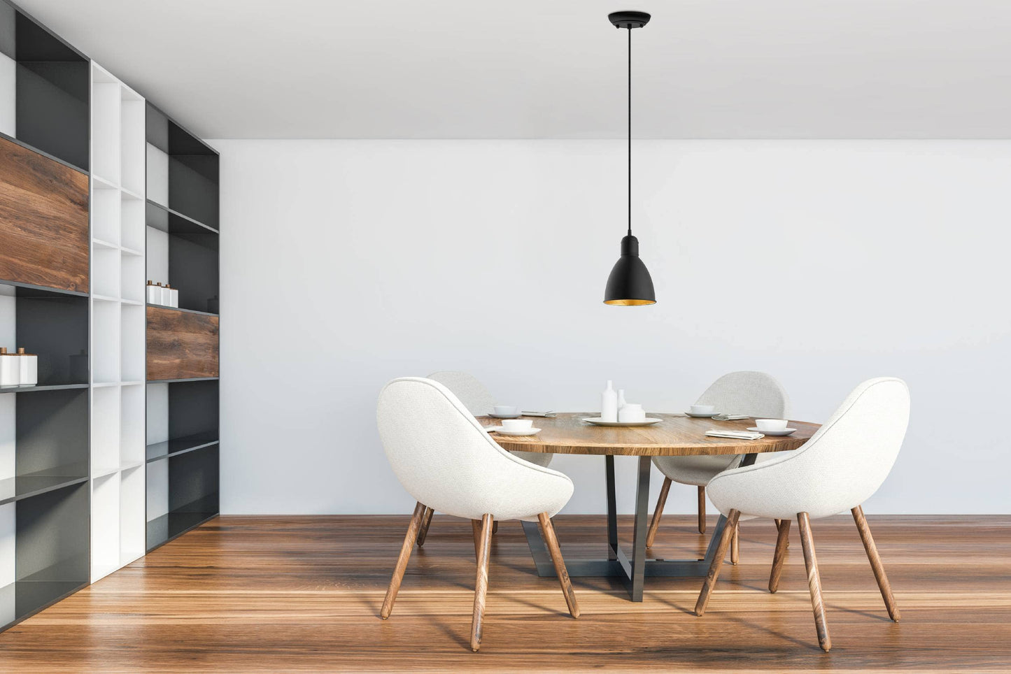 EGLO Priddy 1-Light Mini Pendant Hanging Lighting Fixture with Steel Shade for Kitchen Island, Hallway, and Dining Room, 60W, 82 in, Black and Gold