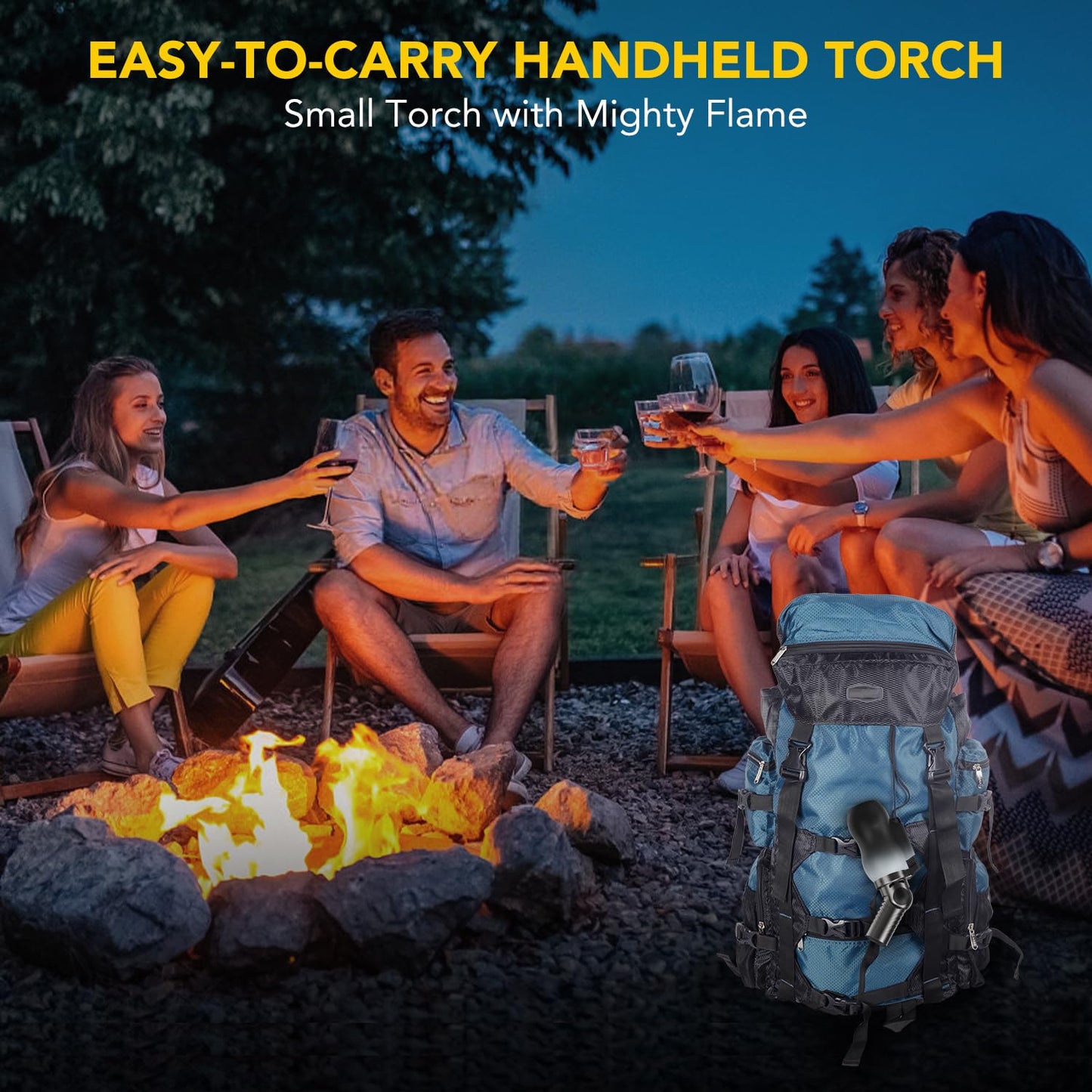TBTeek Torch Lighter, Portable Kitchen Torch with 45° Rotatable Head and Adjustable Flame, Refillable Butane Torch Lighter for Soldering, Cooking, BBQ, Fireplaces, White-Black (Gas Not Included)