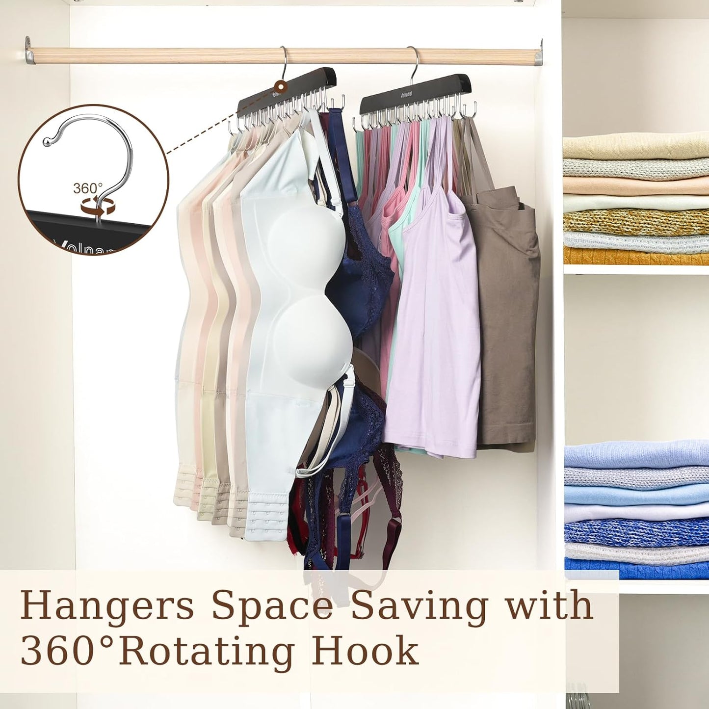 Volnamal Legging Organizer & Bra Hanger - 2-In-1 Space-Saving Design for 30 Leggings & Bras