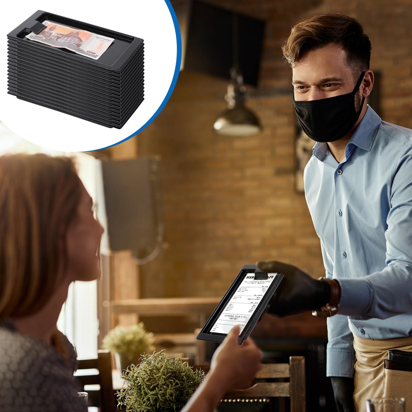 32 Pack Check Holders Black Restaurant Check Presenters Check Presenter Trays Guest Plastic Tip Trays Waitress Bill Holder Guest for Restaurants, Bars, Hotels