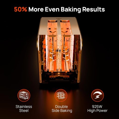 Consciot 2-Slice Smart Touch Screen Toaster - 6 Browning Levels, Extra-Wide Slots, Stainless Steel
