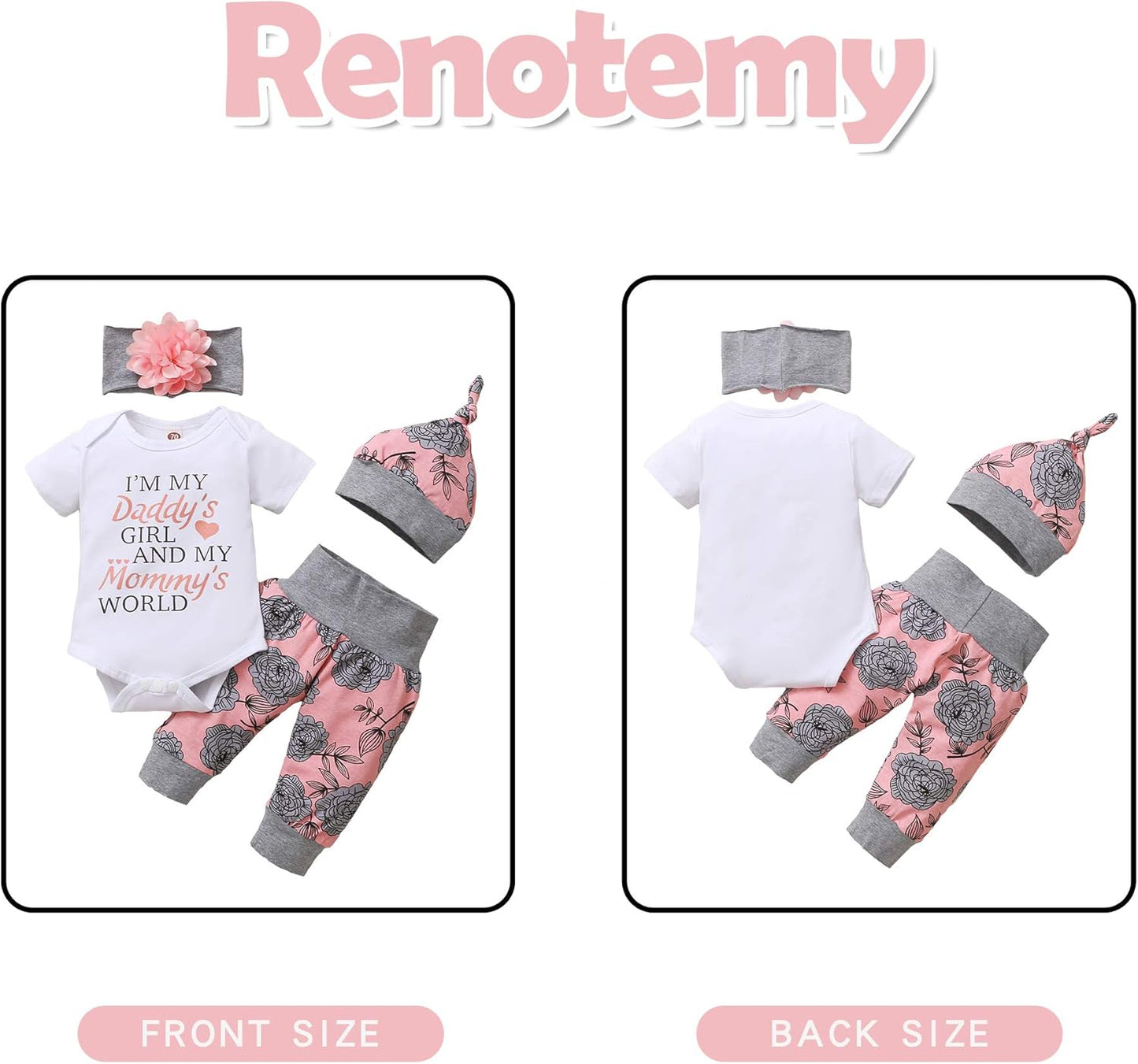 Renotemy Infant Romper Set - Cute Summer Outfit for Baby Girls | Toddler Clothes Gift Set