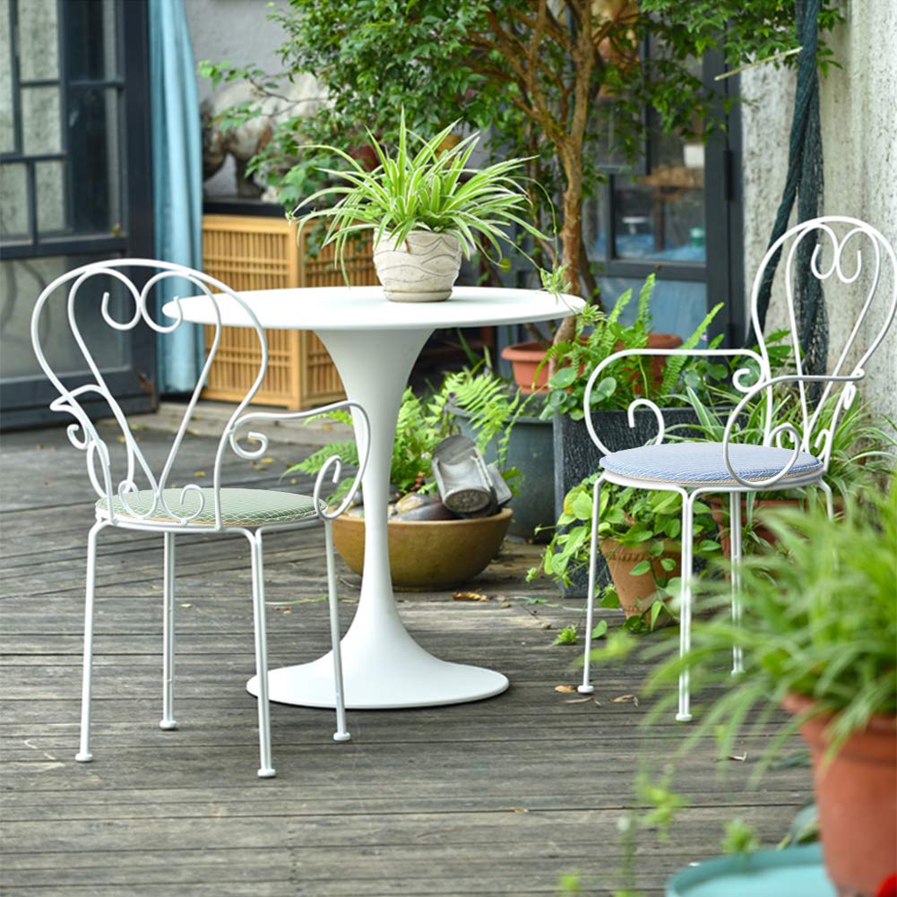 Round Stool Chair Cushions for Kitchen Dining Seat Pads with Ties 2 Pack Non Slip Cushions Pad for High Stool Chairs Bistro Bar Seat 13 Inch, Grey Strip