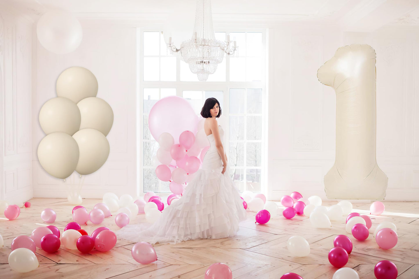 40 Inch Beige Number 1 with Latex Balloons, Large Big Foil Number Balloons for Kids Boys 1st Birthday Party Decorations Boys Cute Baby Shower Supplies Anniversary Celebration