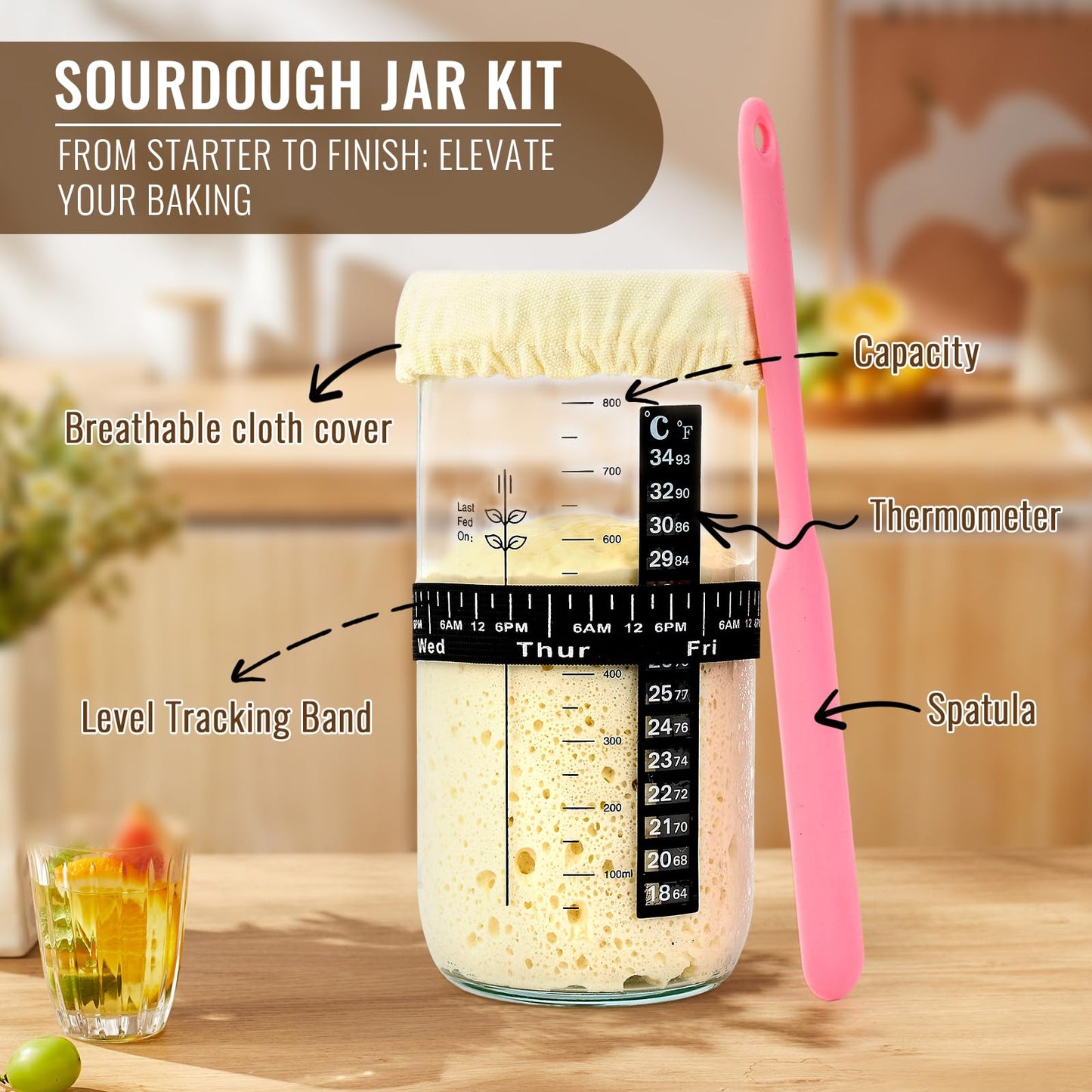 Sourdough Starter Kit | Complete Sourdough Bread Baking Supplies & Sour Dough Bread Making Kit with Proofing Baskets (8.5" & 10") All-in-One Baking Tools & Gift Set for Women, Beginners & Home Bakers