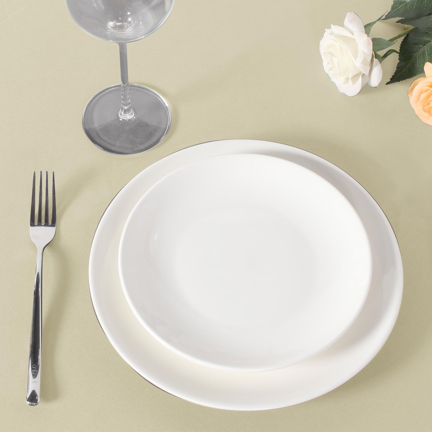 sancua Round Tablecloth 90 Inch Diameter, 8 Pack - Circle Polyester Fabric Table Cloth for Wedding Party Reception Banquet Birthday, Washable Formal Table Cover (Fit 30-72 Inch Tables), Beige