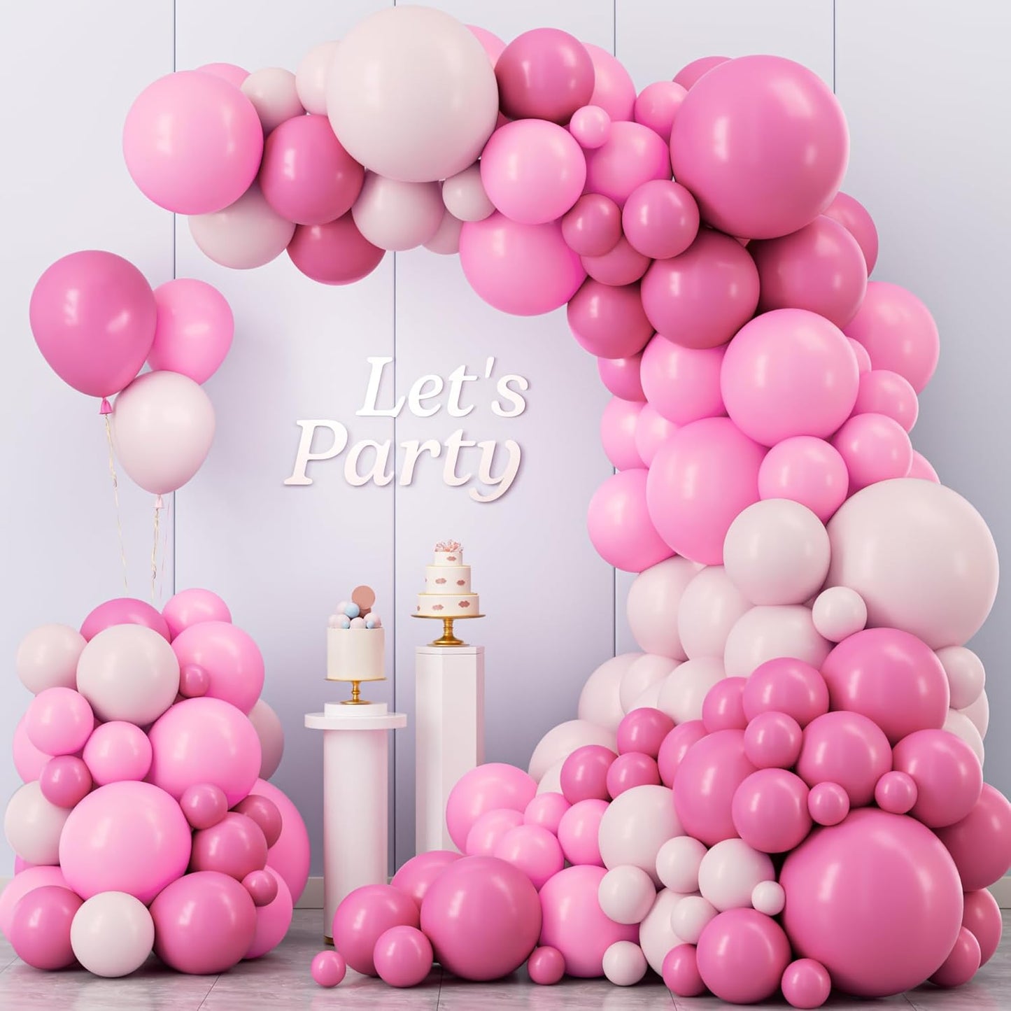 Kelfara Pink Balloon Garland Arch Kit - 109 Pcs Hot Pink & Pastel Latex Balloons | 18, 12, 10, 5 Inch for Weddings & Parties