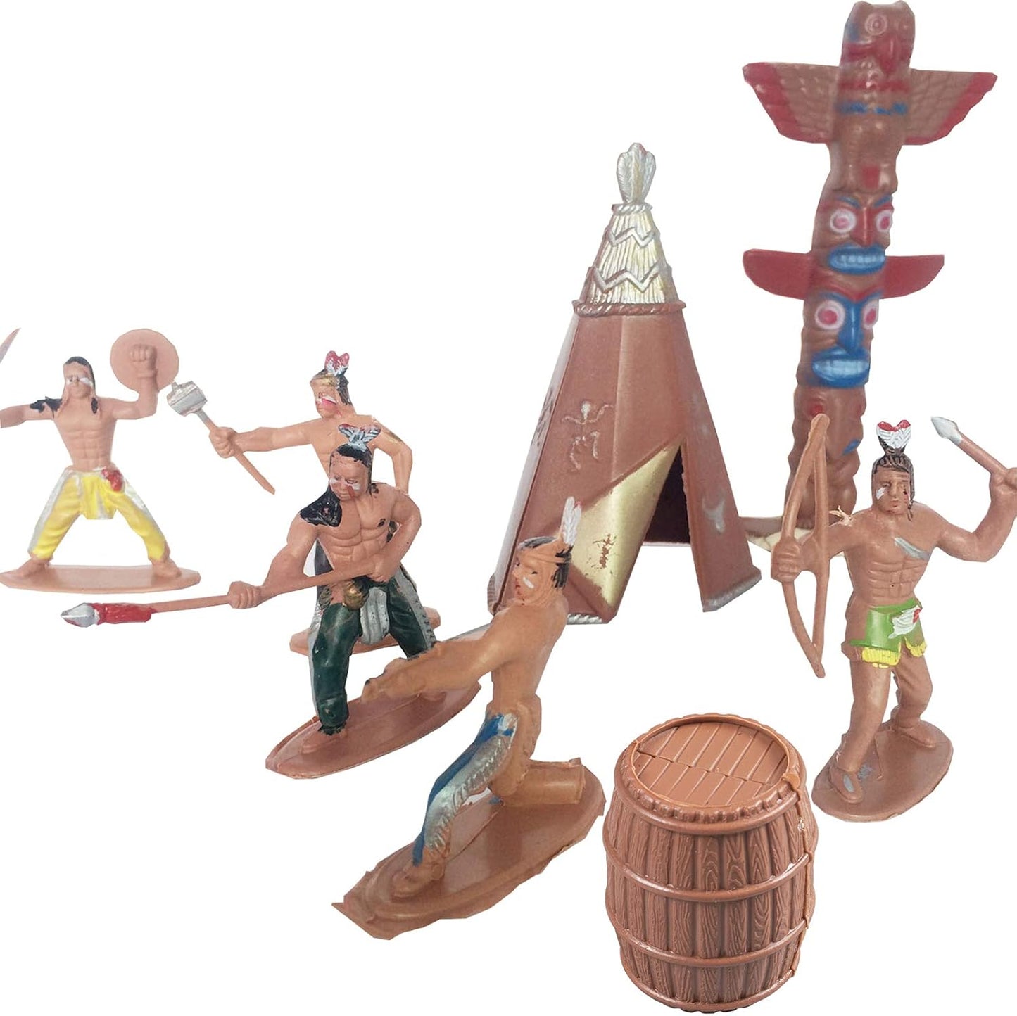 15-Pack Native American Indian Figures - Miniature Toys for Sandbox, Aquarium & Fairy Gardens