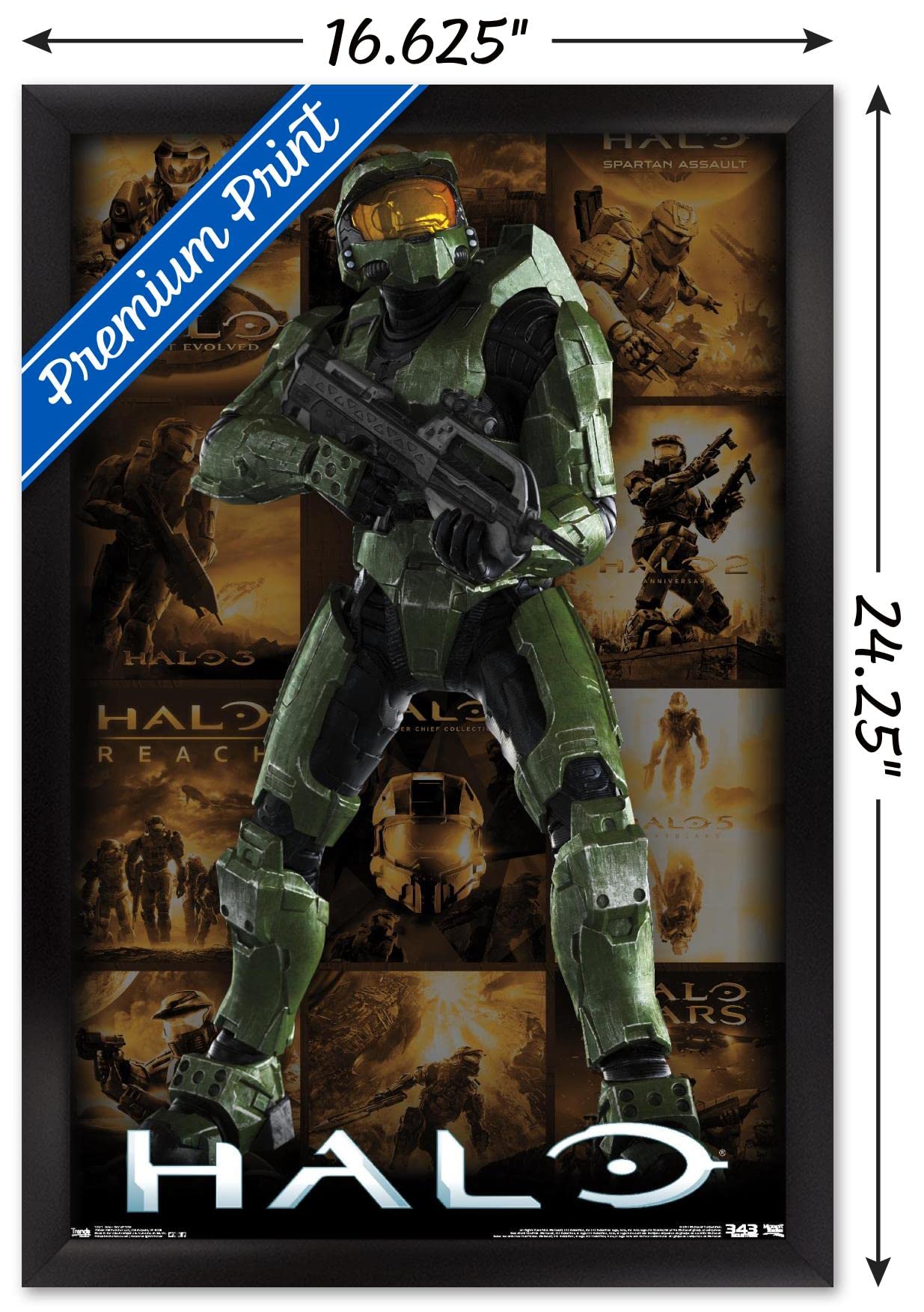 Trends International Halo - Game Key Art Grid Wall Poster, 14.725" x 22.375", Black Framed Version
