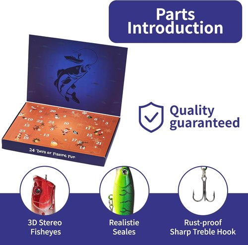 Christmas Fishing Advent Calendar 2025 - 24-Day Countdown Surprise Gift with Fishing Lures for Men & Boys