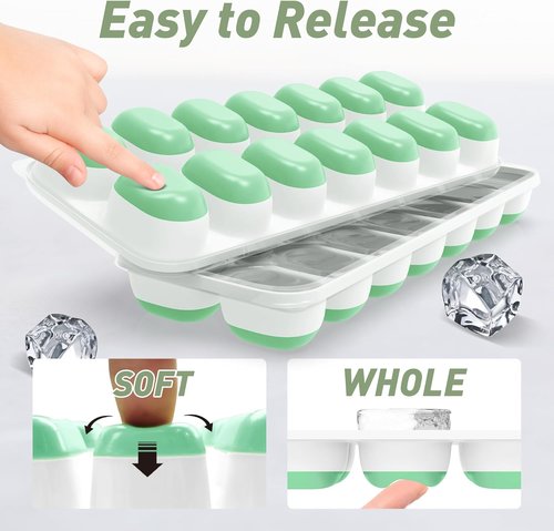 ChefAide Ice Cube Tray - Durable Stackable 28-Cube Trays with Removable Lids | Easy-Release for Cocktails & Coffee