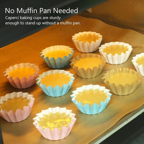 Caperci Pink Mini Cupcake Liners - 200 Count Heavy-Duty Grease-Resistant Baking Cups | Odorless & Easy Peel