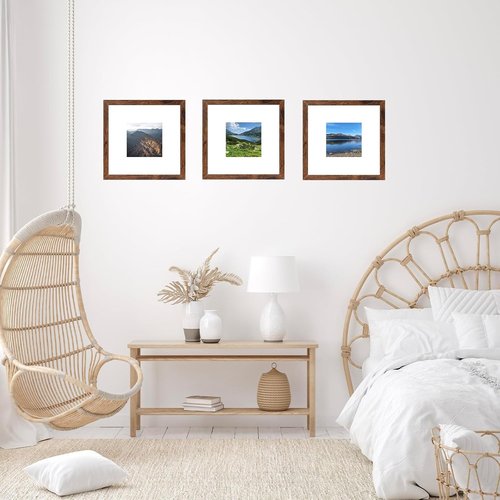 JCJMY 8x8 Picture Frame Set of 6 - Versatile Wall Hanging & Tabletop Display in Deep Brown