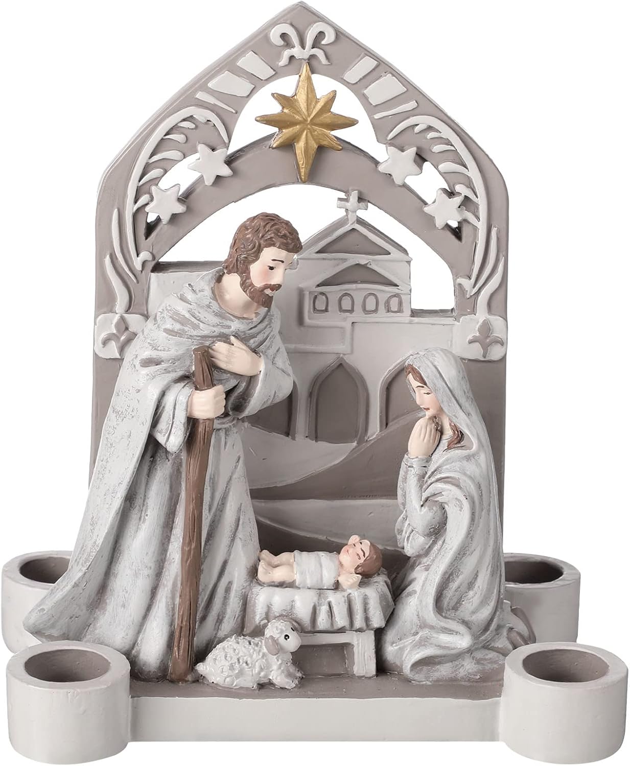 Regine Switzerland Nativity Advent Candle Holder - Holy Family Scene | Elegant Christmas Decor