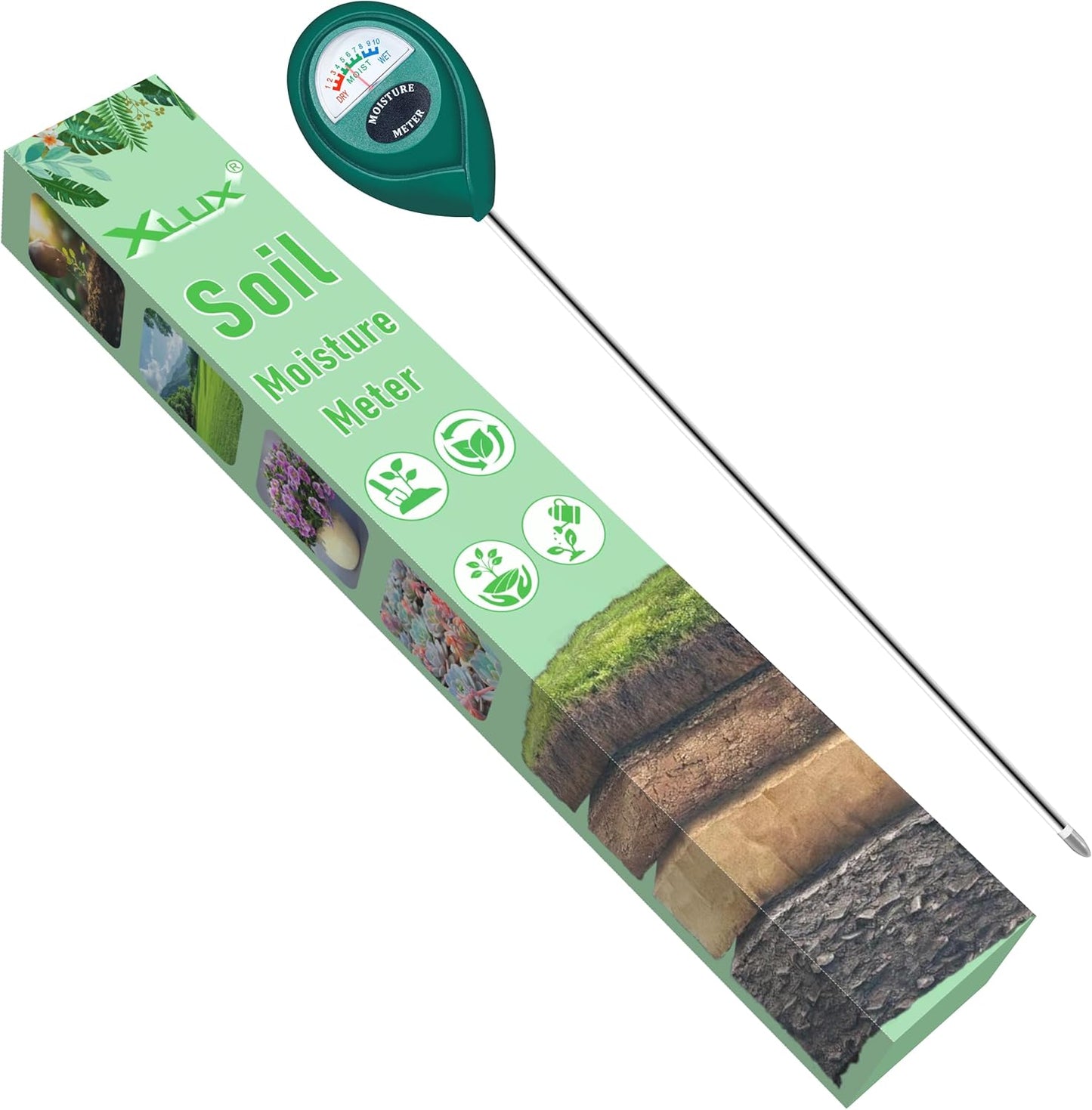 XLUX Soil Moisture Meter - Long Probe Water Monitor for Indoor/Outdoor Plants | Gardening & Farming