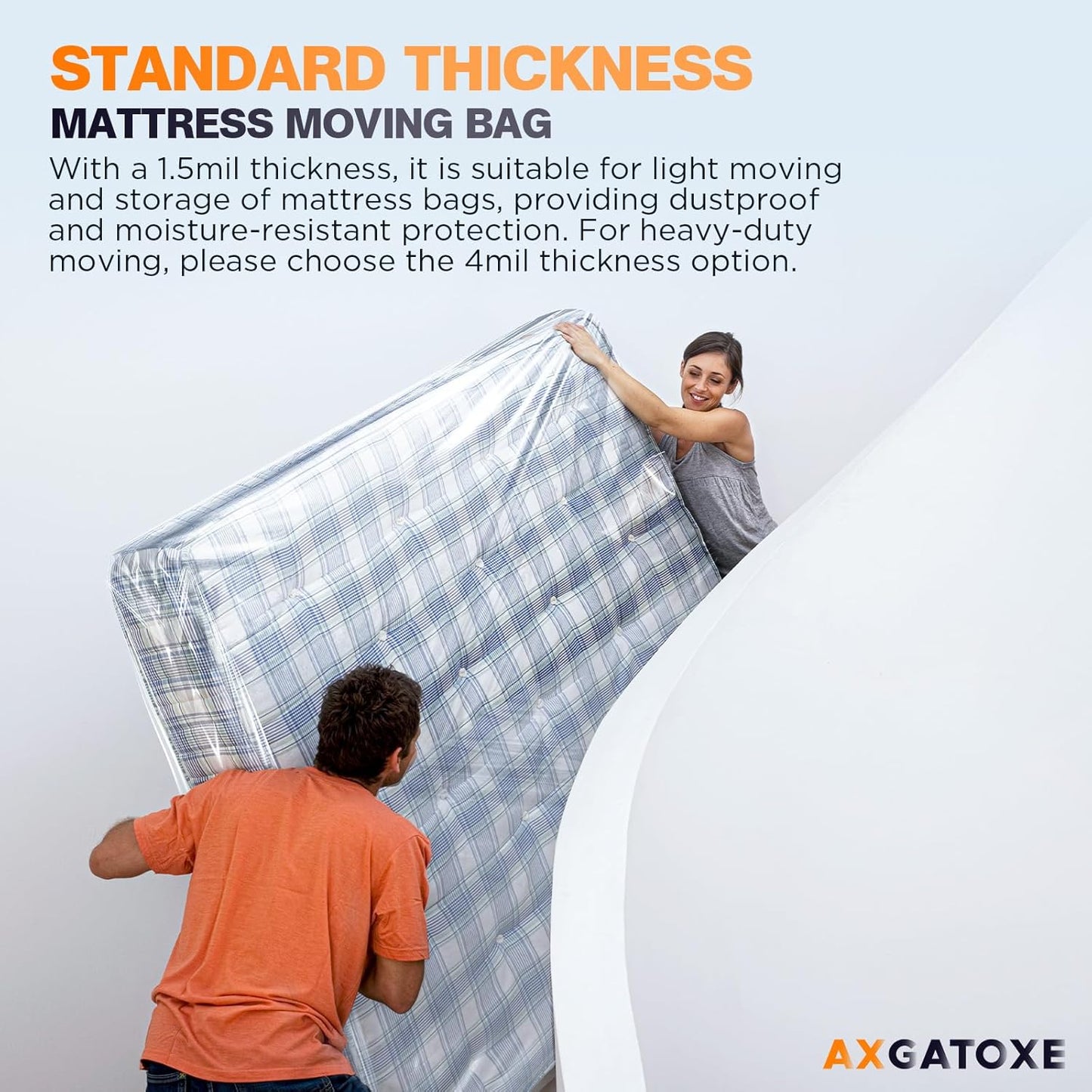 Plastic Mattress Bag - Waterproof Mattress Cover for Moving Supplies | Twin Size (1.5MIL)