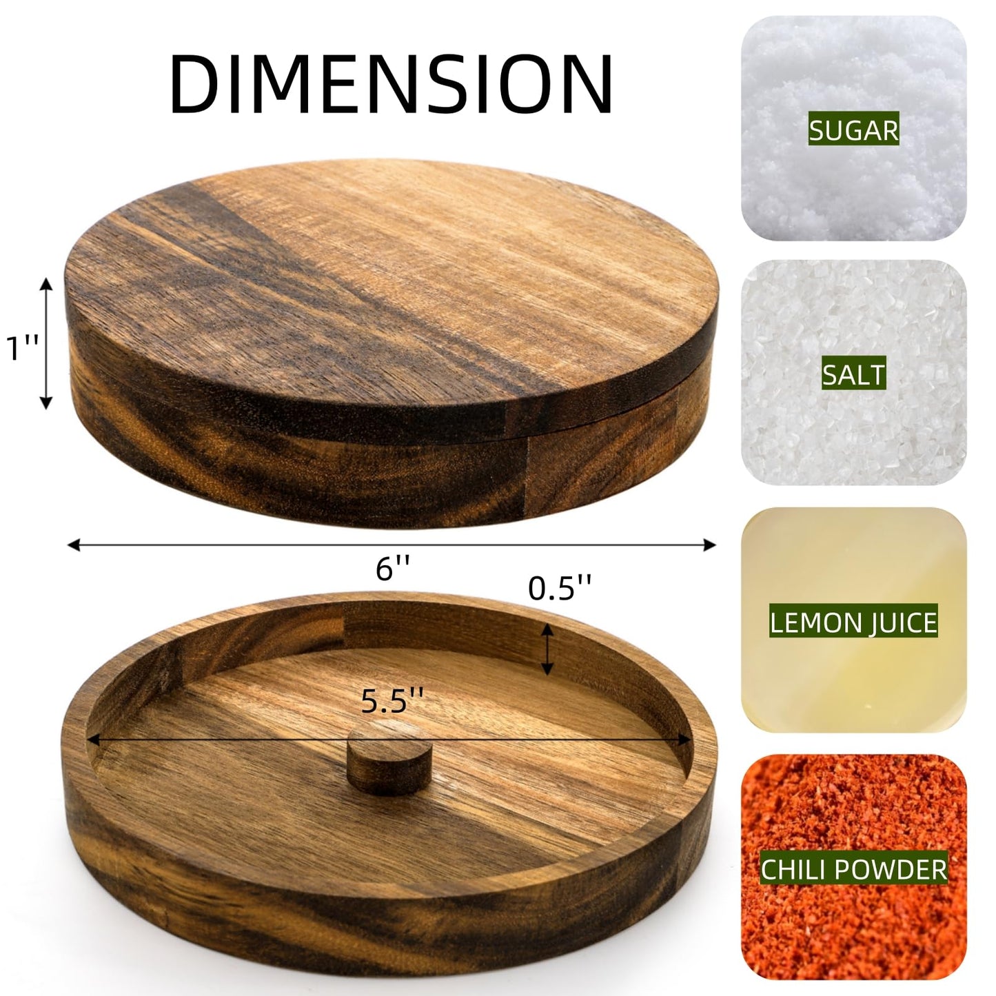 Nagpew 3 Pieces Margarita Salt Rimmer Set, Acacia Wood Glass Rimmers with Lids, Stackable Bar Rimmer Tray Spice Sugar Container for Cocktail, Home Bar, Bartenders, Glass up to 5.5''D