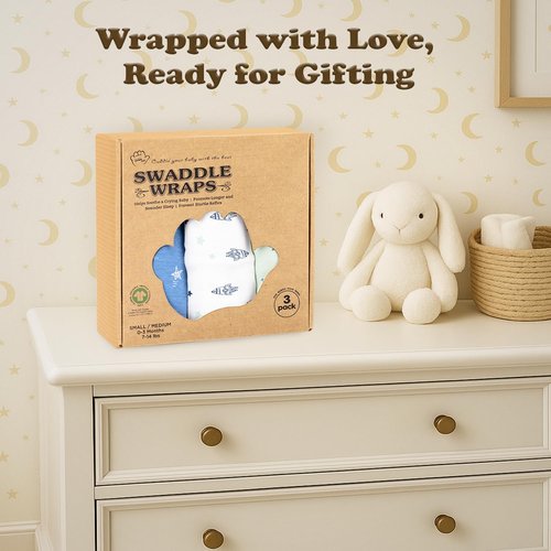Bublo Baby Swaddles - Soft Organic Cotton Infant Sleep Sack | 3-Pack for Newborn Boys (0-3 Months)
