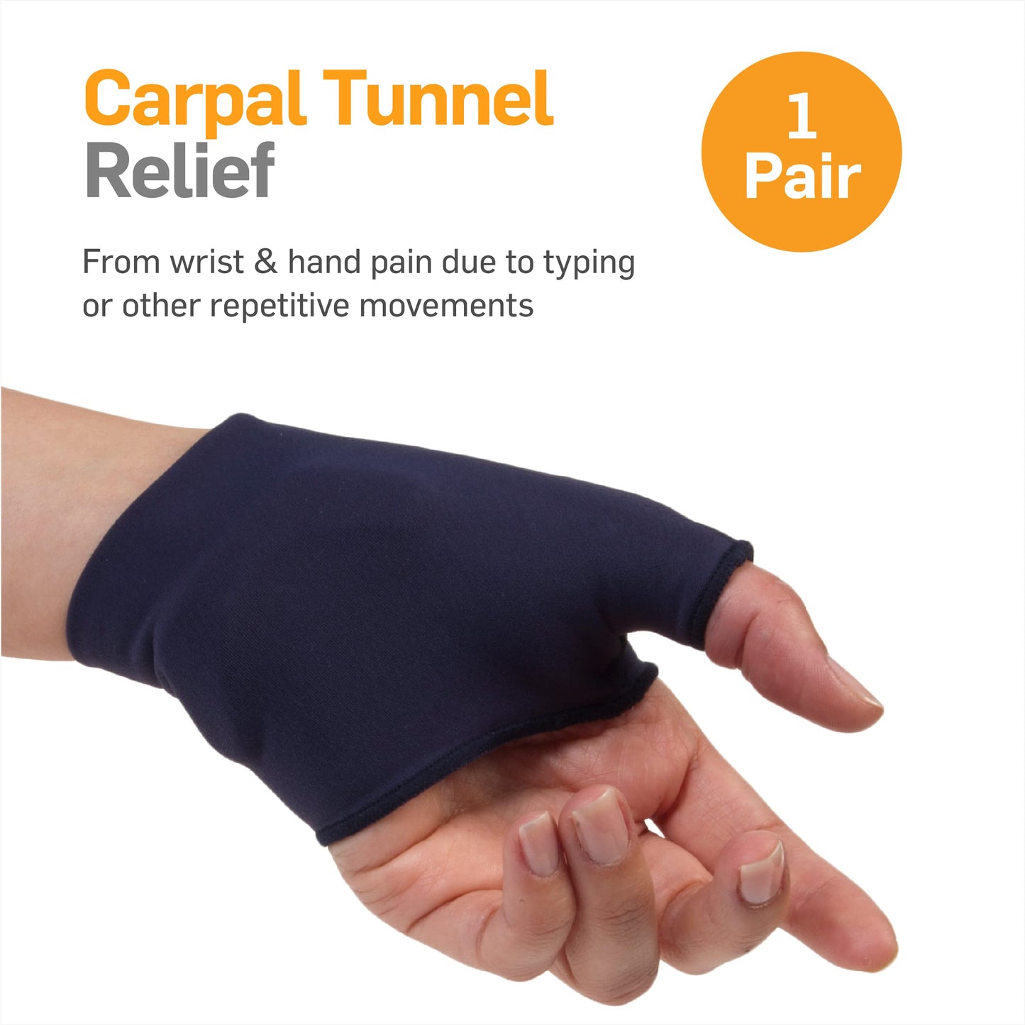 NatraCure Computer Gloves (Carpal Tunnel Relief) Size: Medium/Large - One Pair (Reversible) - (For Wrist and Hand Pain Relief from Typing and Other Repetitive Movements)