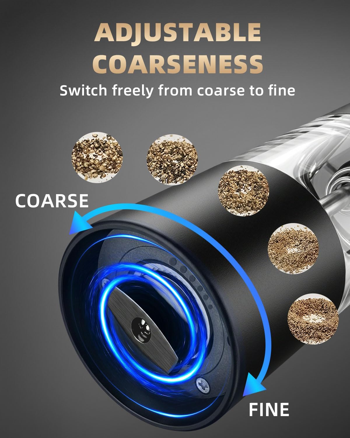 Skiennix Electric Salt and Pepper Grinder Set - Rechargeable, One-Hand Operation, Adjustable Coarseness | Perfect Kitchen Gadgets for New Home Gifts