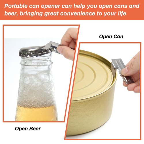 12 Pieces Military Style Can Openers with Key Rings, Anglecai P-51 and P-57 Camping Can Openers Stainless Steel Army Survival Can Opener Portable for Traveling