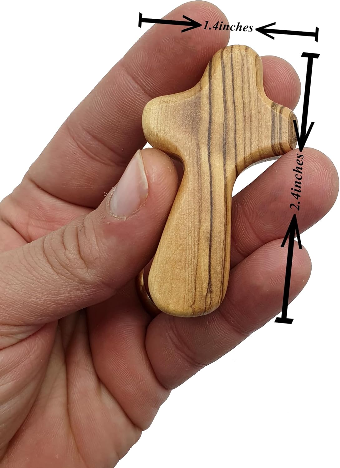 Handmade Olive Wood Crosses Set of 10 – Mini Fidget Pocket Crosses for Prayer & Comfort