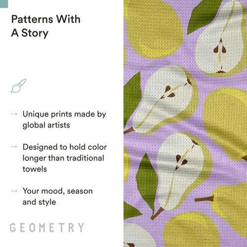 GEOMETRY Spring Kitchen Towels - Quick Dry Microfiber Cloth Spring & Summer Dish Towels for Kitchen Drying - Premium Quick Dry Towel - Pear Slices, 18" x 30" - 1-Pack