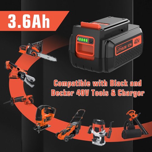 Black and Decker 40V MAX Lithium-Ion Replacement Battery - 2 Pack, 3.6Ah for Cordless Tools