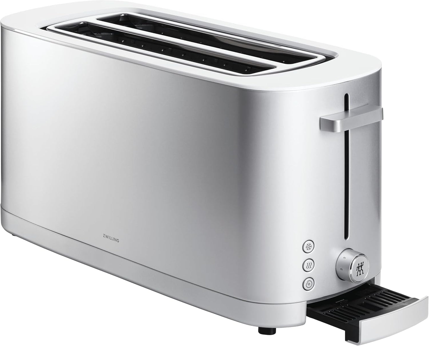 ZWILLING Enfinigy 4-Slice Long Slot Toaster - Extra Wide 1.5" Slots for Bagels & Toast | Silver Finish