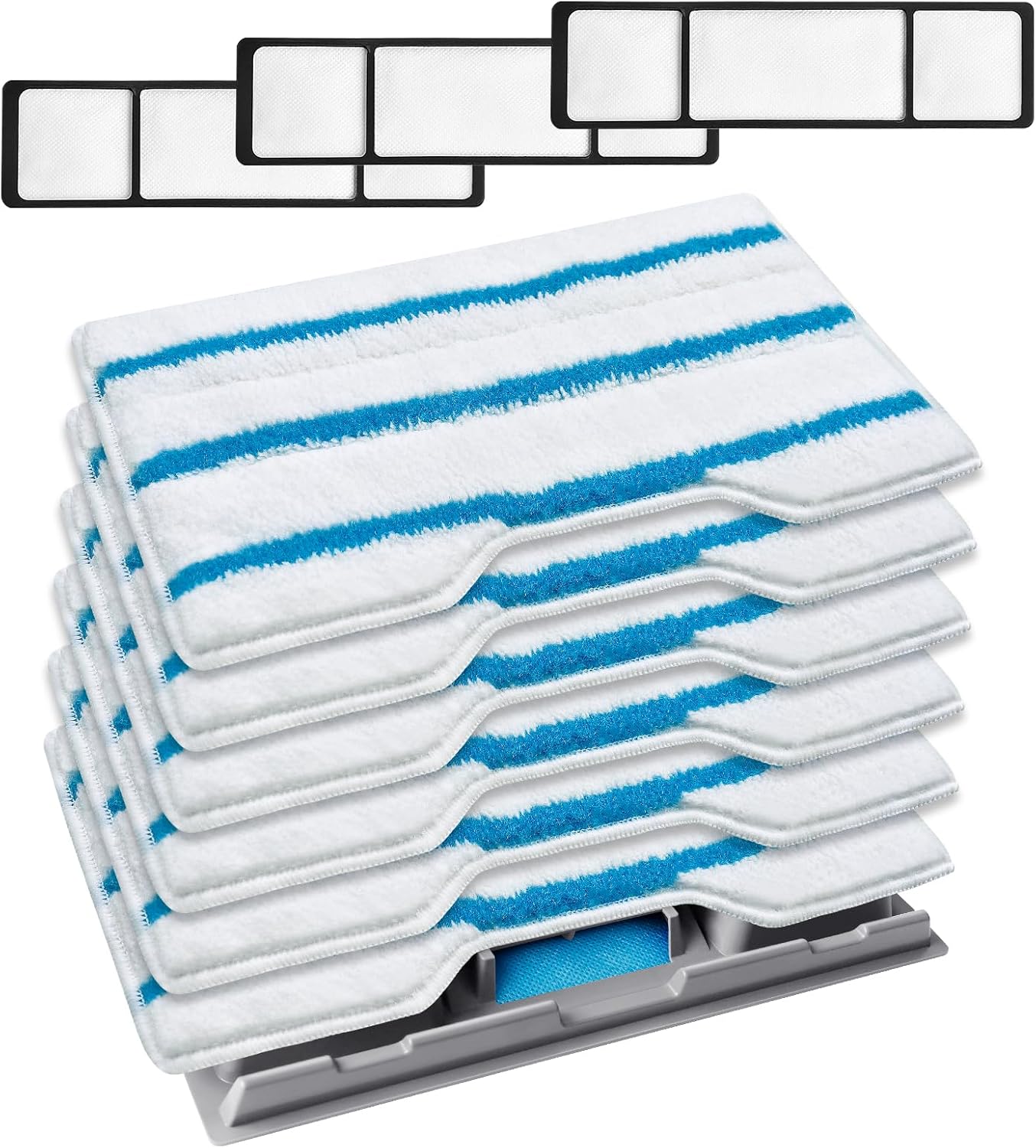 KEEPOW Reusable Mop Replacement Pads - Compatible with Shark Vac Mop Models | Washable & Upgraded Dirt Chamber (1+3+6 Pads)