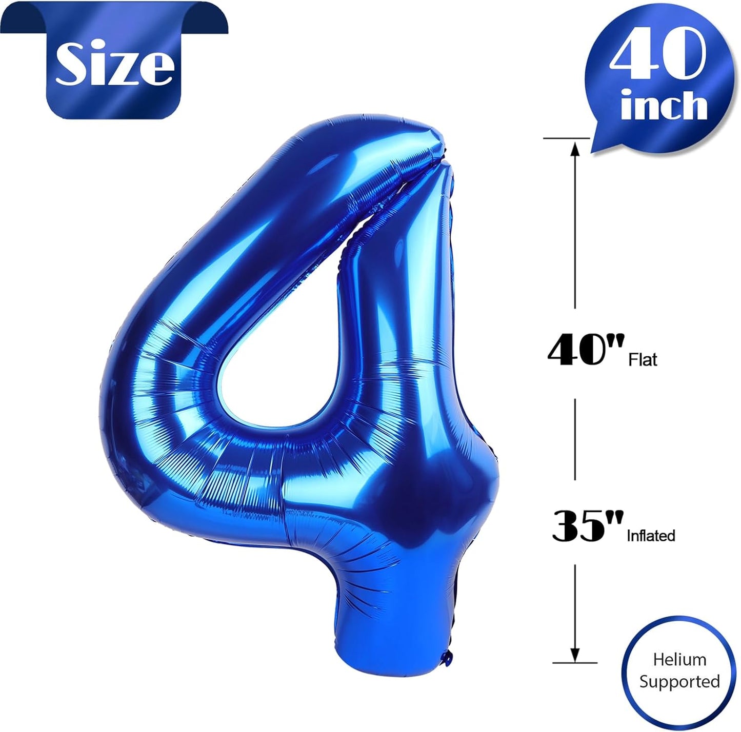 Number 4 Balloon by [Brand Name] - 40 Inch Navy Blue Party Decoration for 4th Birthday Celebrations