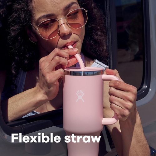 Hydro Flask Travel Tumbler - Insulated Stainless Steel with Handle, Lid & Straw | 32 Oz Moonshadow