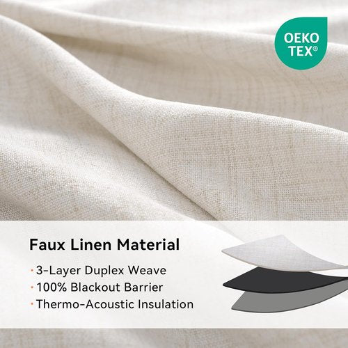 100% Blackout Shield Blackout Curtains - Beige Thermal Insulated Drapes for Bedroom & Living Room | 50" W x 84" L, 2 Panels