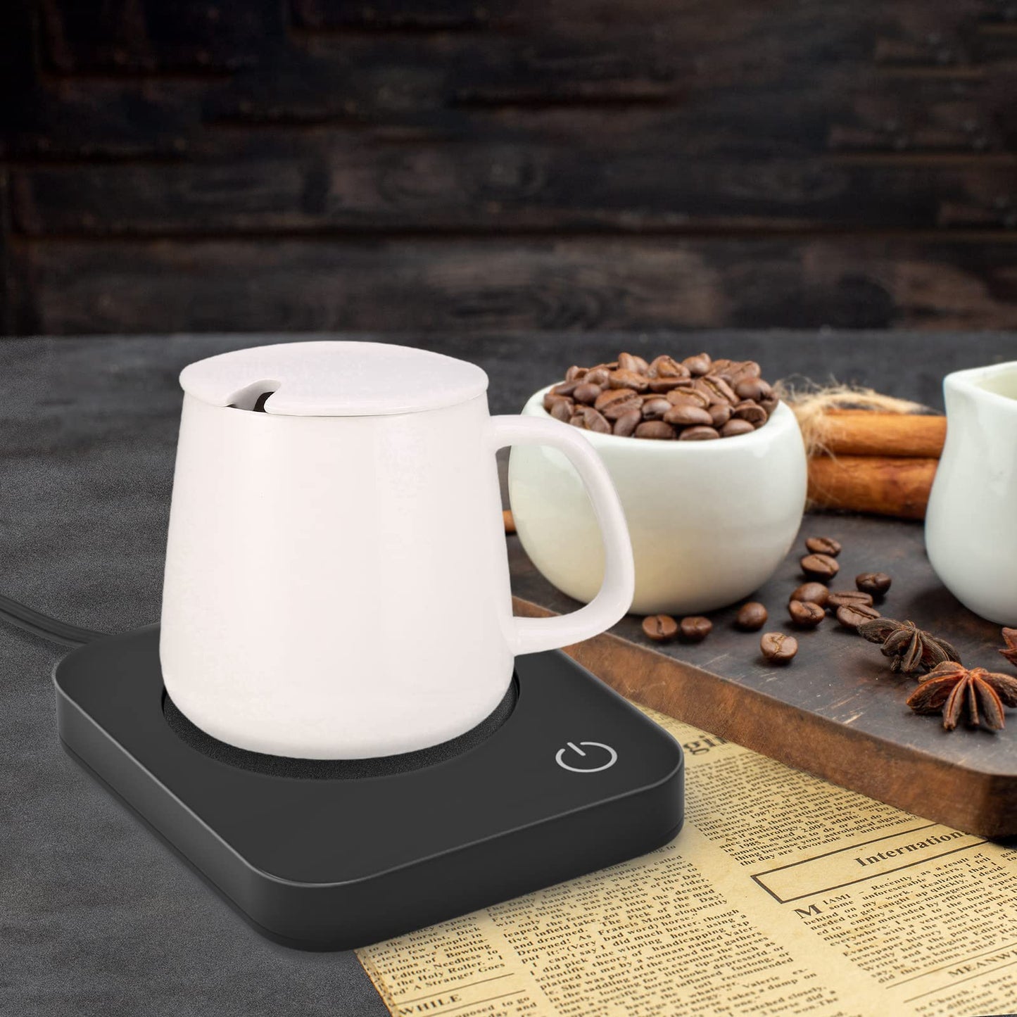 VOBAGA Coffee Cup with Lid and Flat-Bottom, 13 oz Tea Mug for Daily Use Warming Coffee &Tea (Pink)