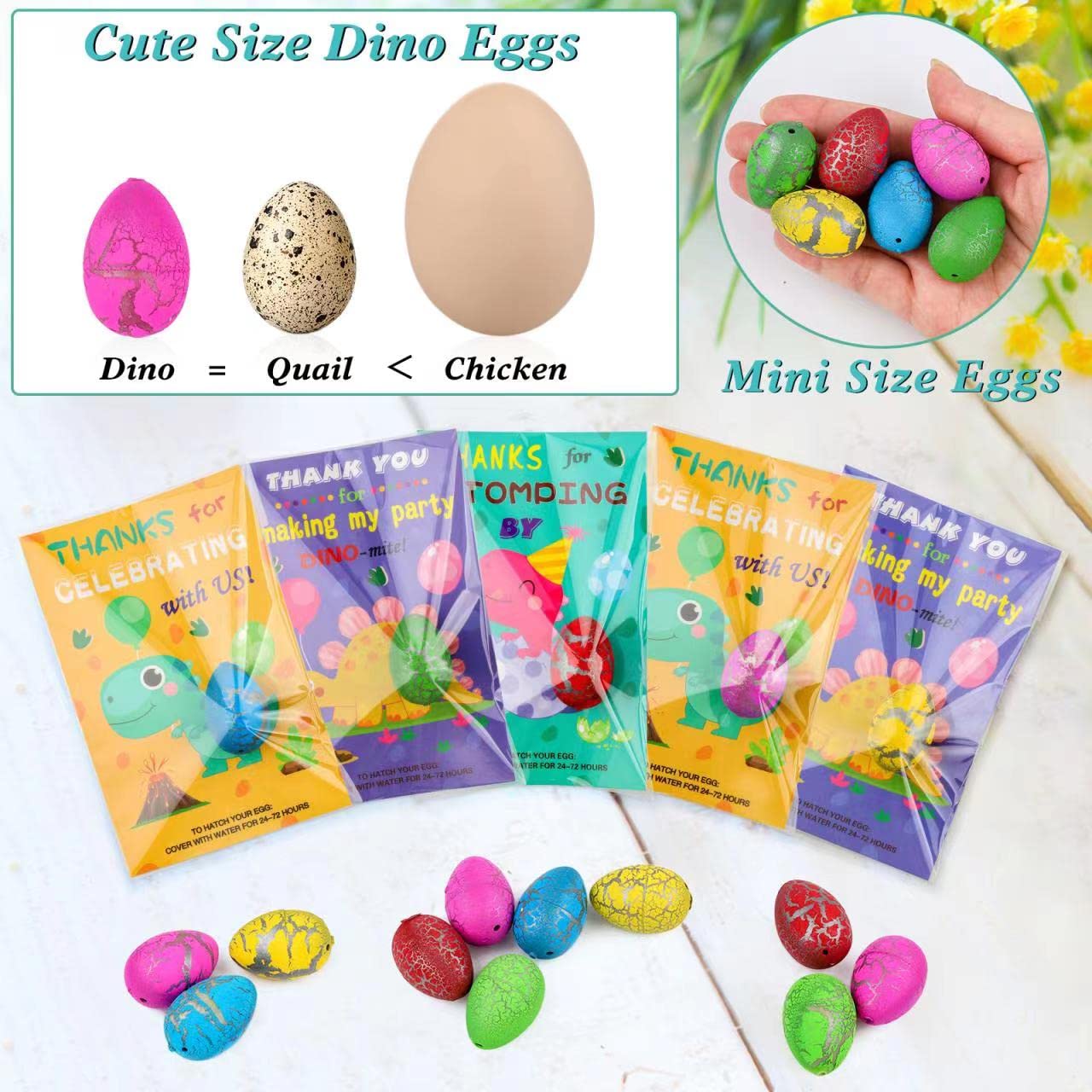 ANPHILE Dinosaur Party Favors, 30 Pack Hatching Dinosaur Eggs with Card Bulk - Dino Birthday Goodie Bag Stuffers , Novelty Birthday Party Favors for Kids