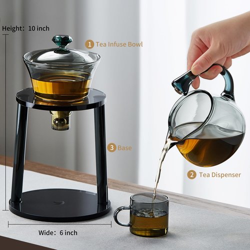 DOPUDO Magnetic Glass Teapot Tea Pot With Magnetic Ball, 12 OZ Drip-Teapot With Infuser, Kungfu Tea Set, Semi-Automatic Glass Turkish Tea Set 350ML.
