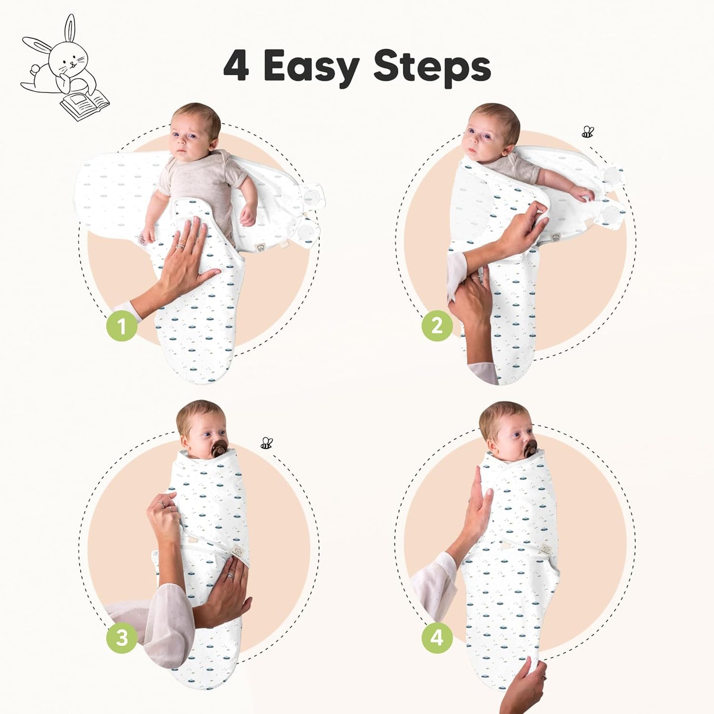 Organic Baby Swaddle Sleep Sacks by 3-Pack | Soft & Snug for Newborns 0-3 Months - Galaxy Design