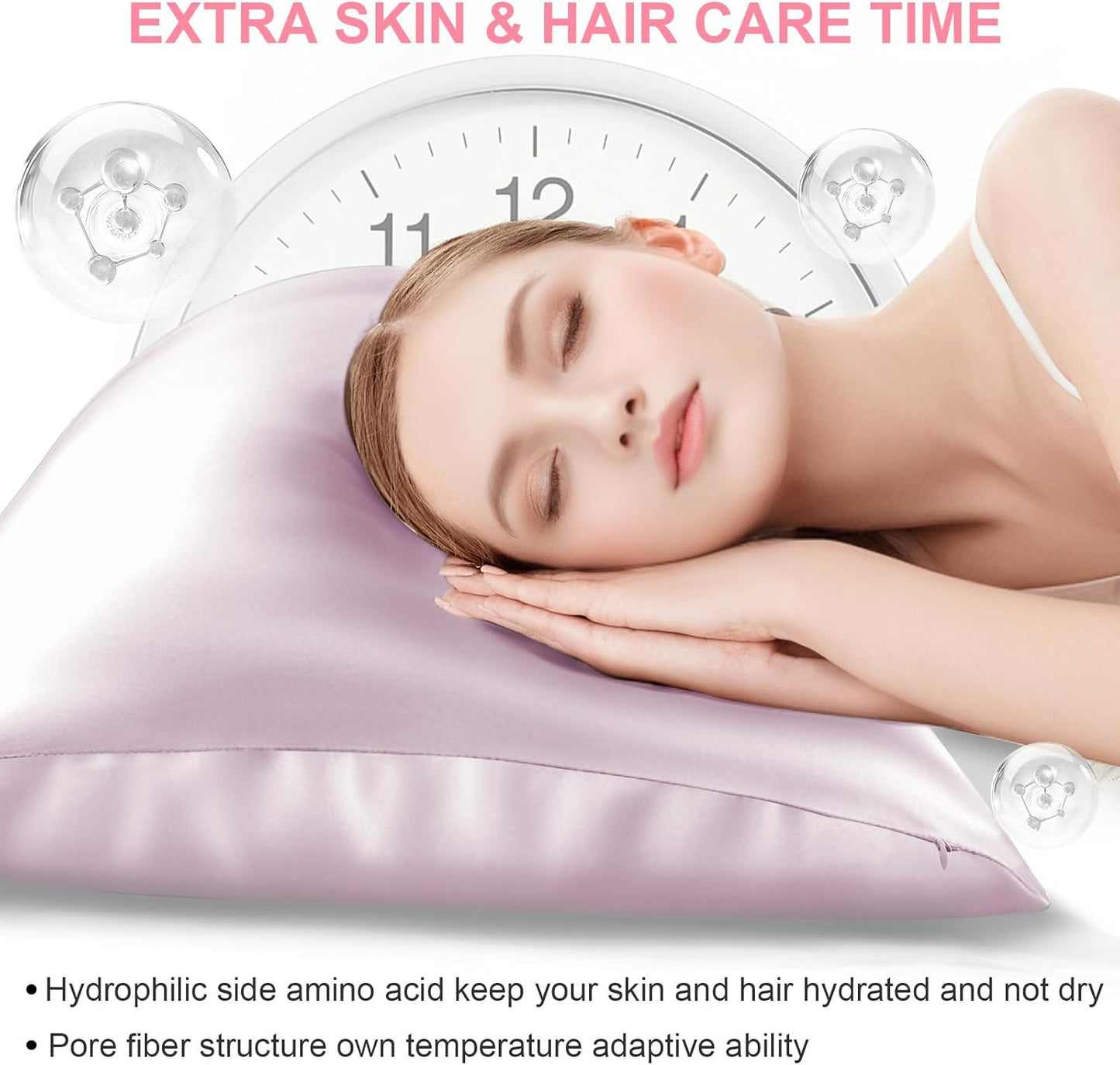 Skiennix Mulberry Silk Pillowcases - Soft & Breathable Standard Size Set of 2 | Lavender Color for Hair & Skin