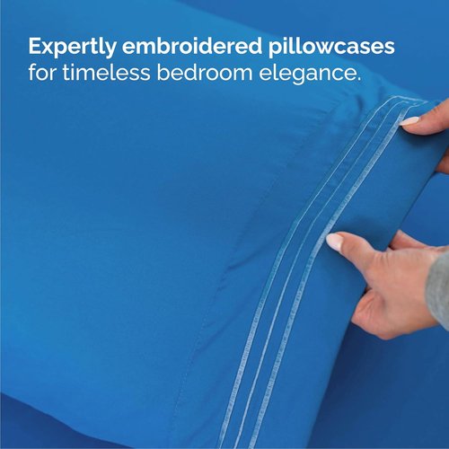 Cal King Size 4-Piece Sheet Set by [Brand Name] - Comfy, Breathable & Cooling Luxury Bedding - Deep Pockets, Soft & Wrinkle-Free - Royal Blue