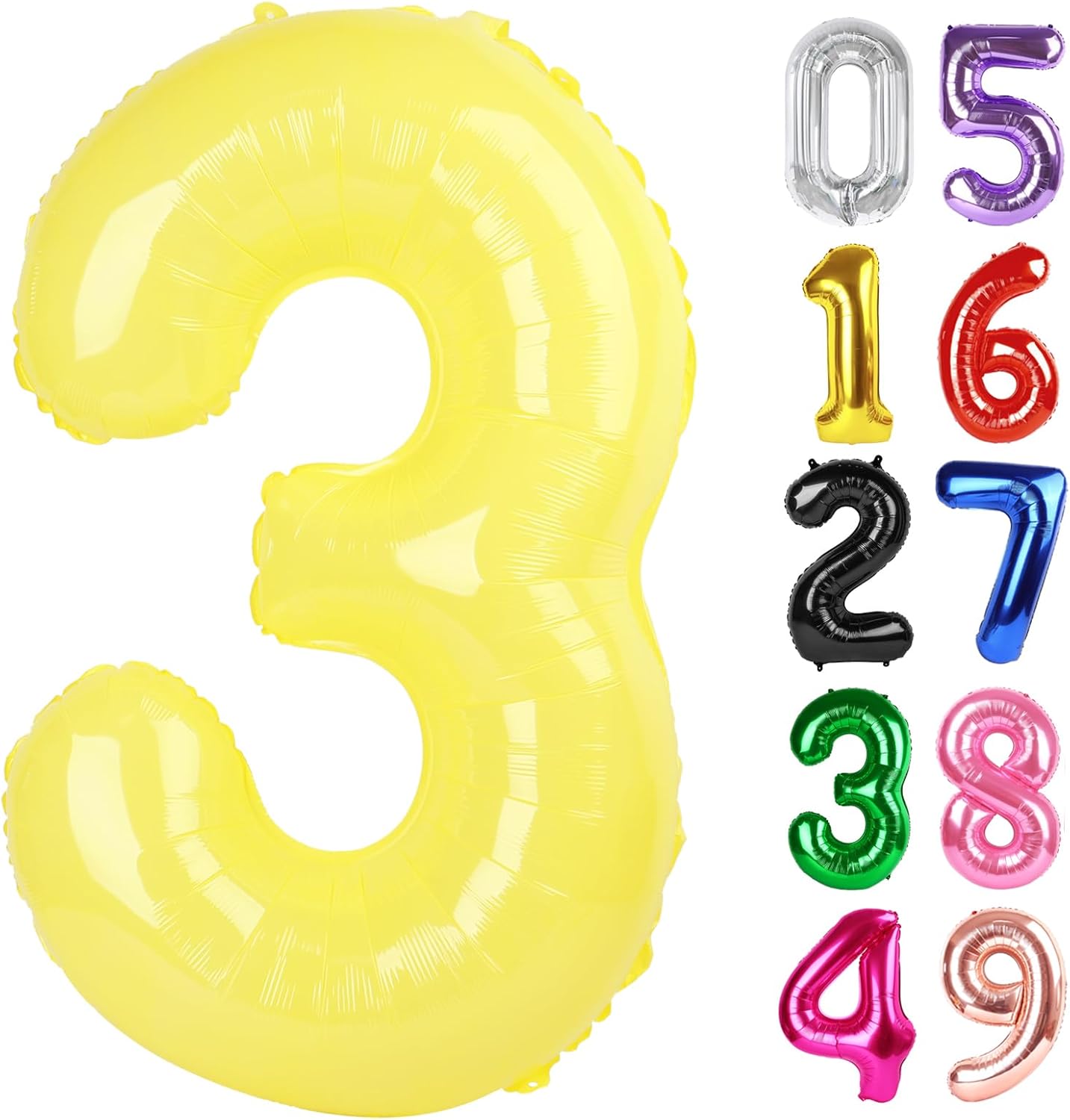 Yellow Number 3 Balloon - 40 Inch 3rd Birthday Celebration Decor for Kids & Adults