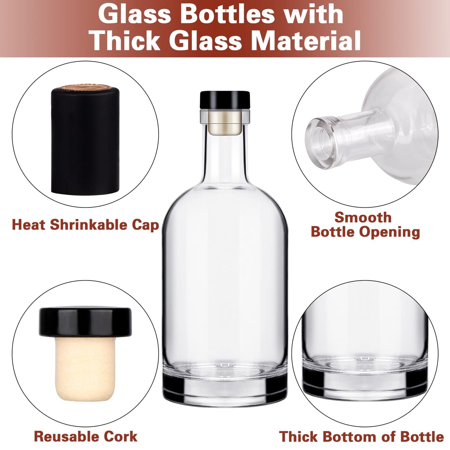 Liengoron Wine Bottle 24PCS 100 ML Glass Bottles with Lids 3 oz Clear Glass Bottles with Cork Empty Wine Bottle with Stopper for Beverages Drinks Beer Water Soda