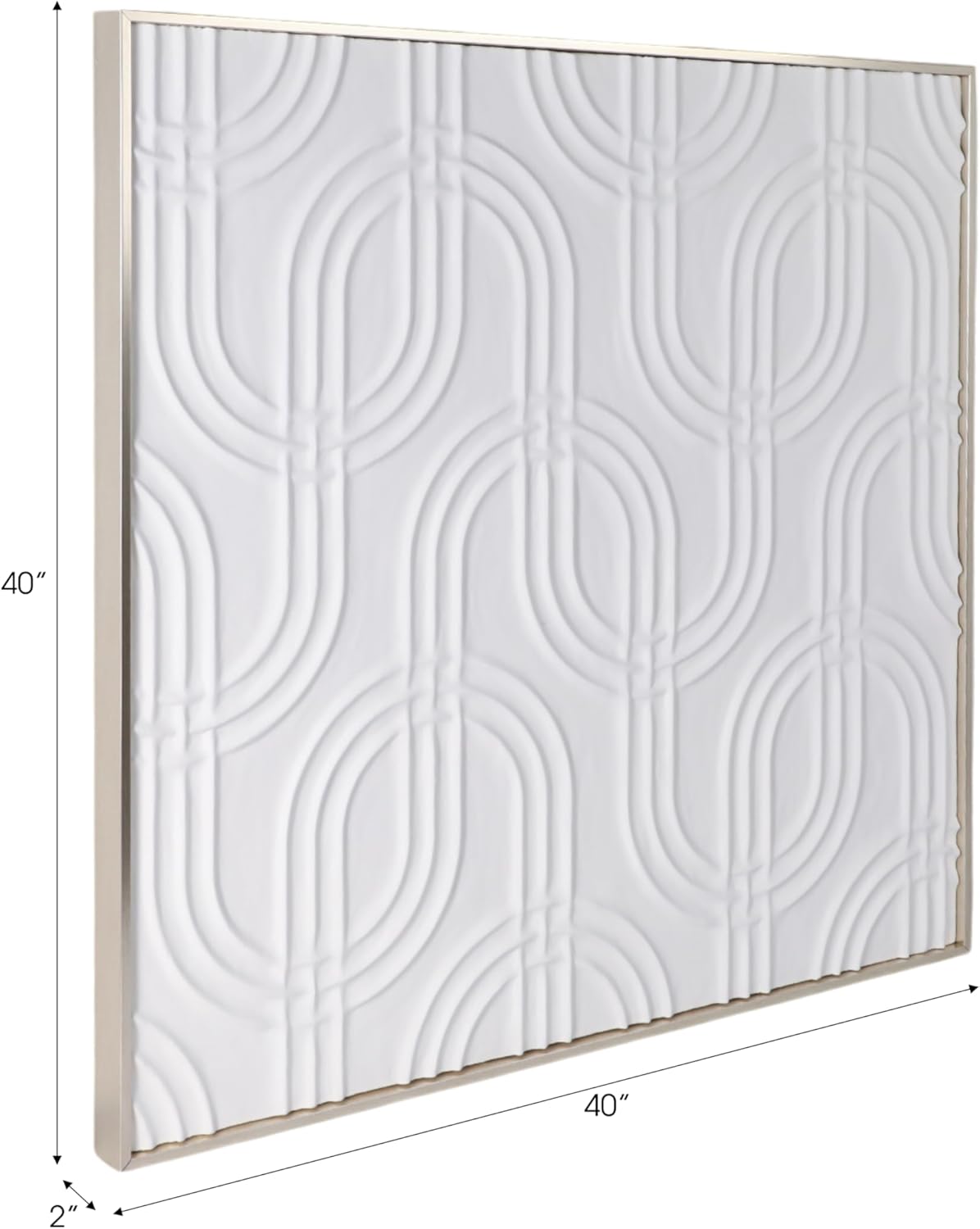 Modern Abstract Canvas Wall Art by [Brand Name] - Textured Geometric Panels for Living Room & Dining Room - 40" White