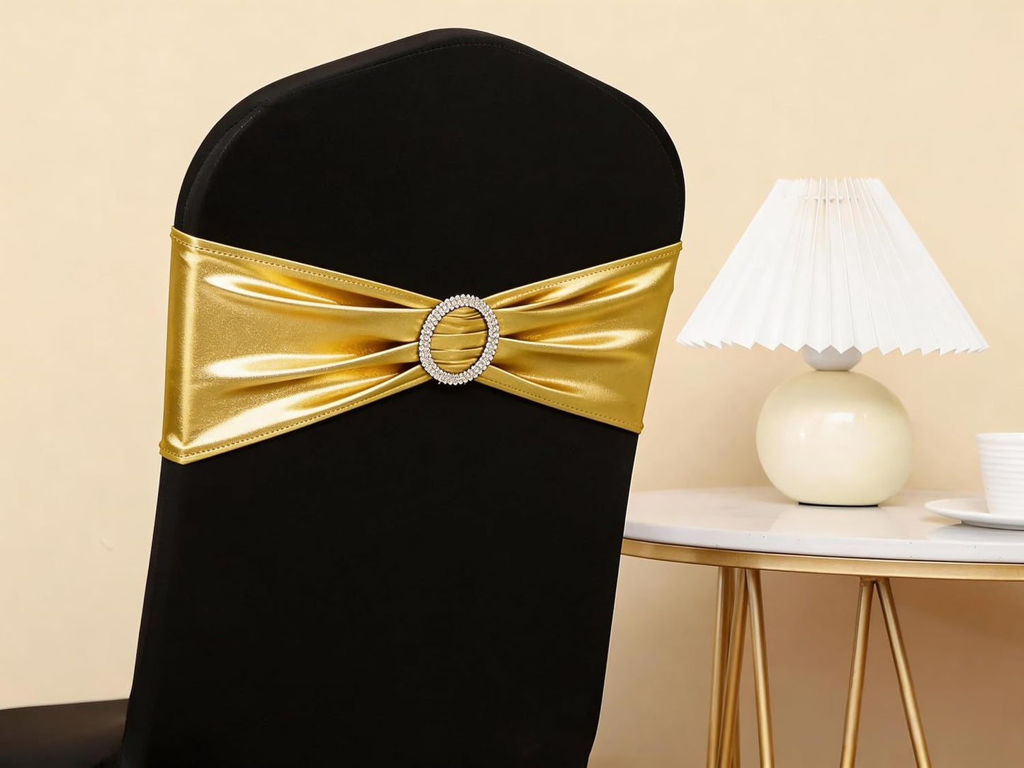 Spandex Bronzing Gold Chair Sashes by [Brand Name] - Pack of 50 Elegant Chair Bows for Weddings & Events