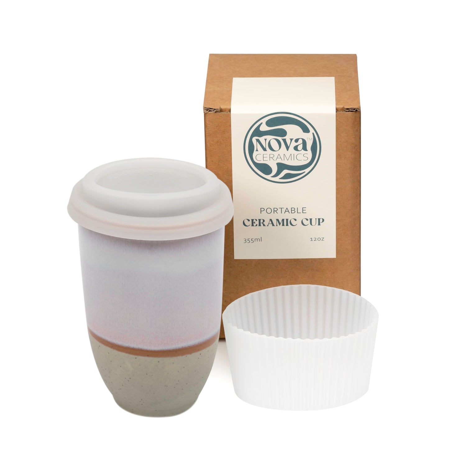 NOVA CERAMICS Travel Mug – Portable Coffee Tumbler – Unique to Go Mug – Microwave & Dishwasher Safe Purple Coffee Tumbler - Gifts for Women Men Him Her – 12oz – Horizon