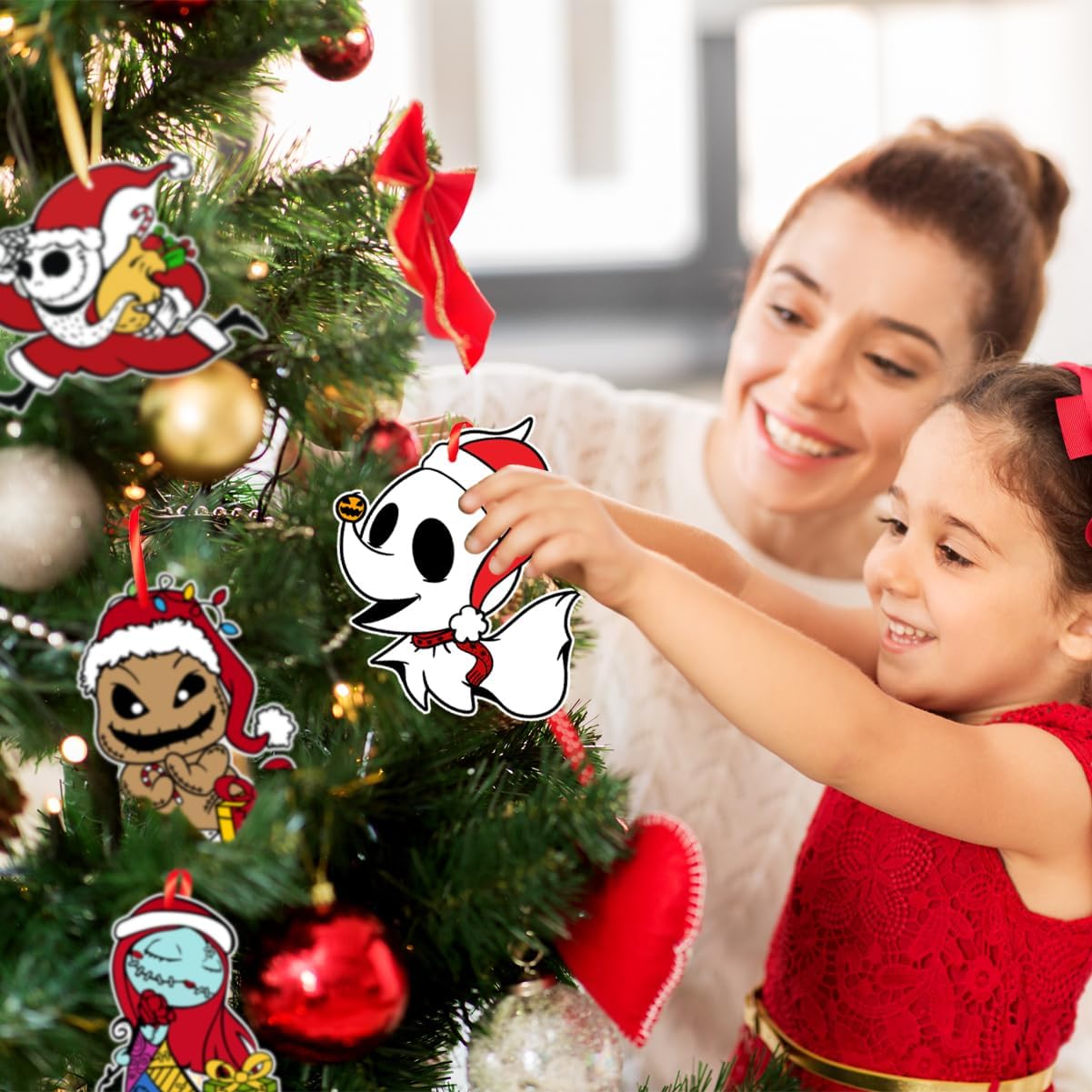 Tivee Christmas Tree Ornaments - 16PCS Jack & Sally Hanging Decorations | Holiday Home Decor